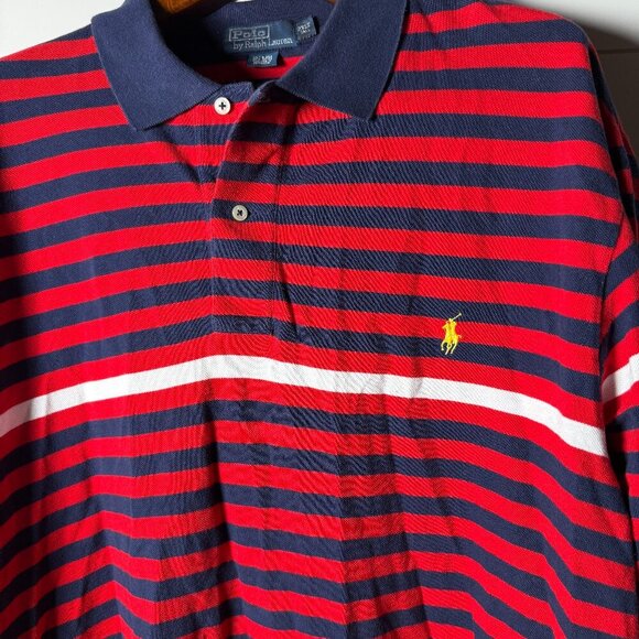 Polo by Ralph Lauren Men's Polo Size 2 XLT Red, Blue and White Stripe -July 4th - Picture 5 of 6